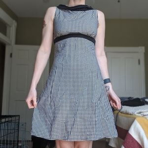 black and white houndstooth dress.